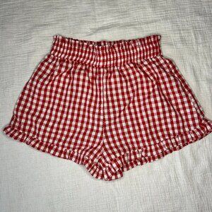 SHEIN Red & White Plaid Ruffled Shorts SIZE Petite XS